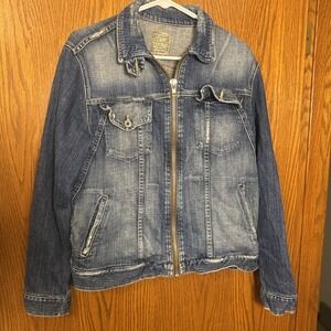 Vintage Chip & Pepper Denim Jacket‎ Zip Front Distressed USA Made Y2K